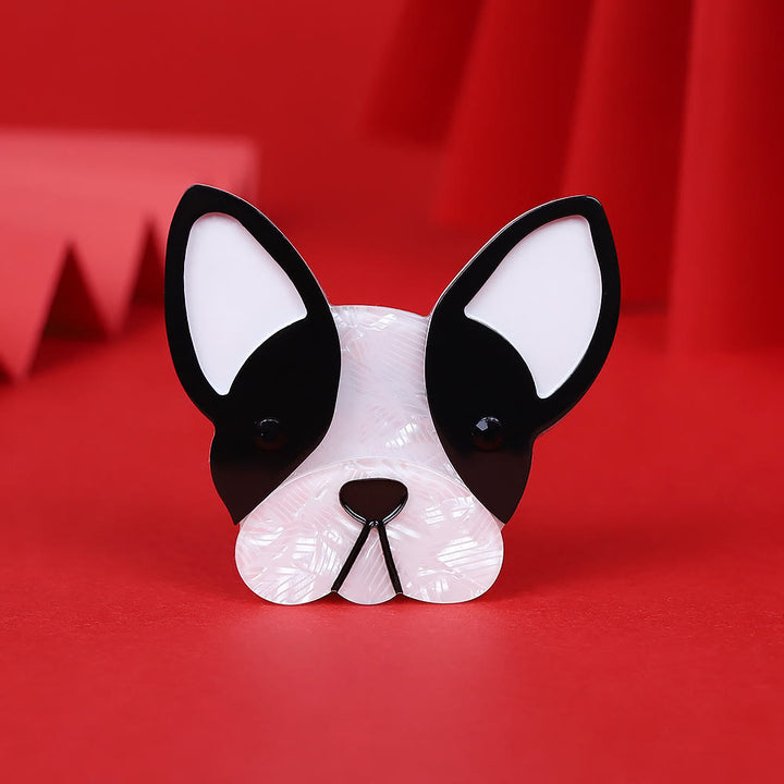 Handgemachte schöne schwarz-weiße Hunde-Acryl-Brosche - Schwarzweiß - image 0