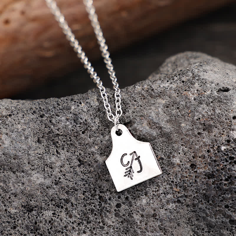 Benutzerdefinierte Silber Mini Cattle Tag Initial Edelstahl Halskette - image 9