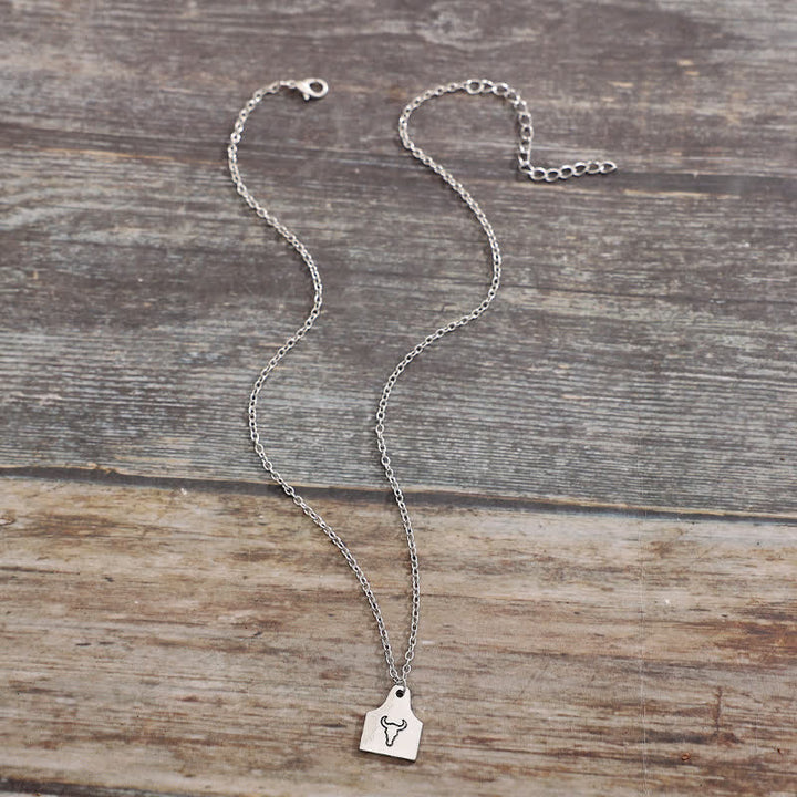 Benutzerdefinierte Silber Mini Cattle Tag Initial Edelstahl Halskette - image 7