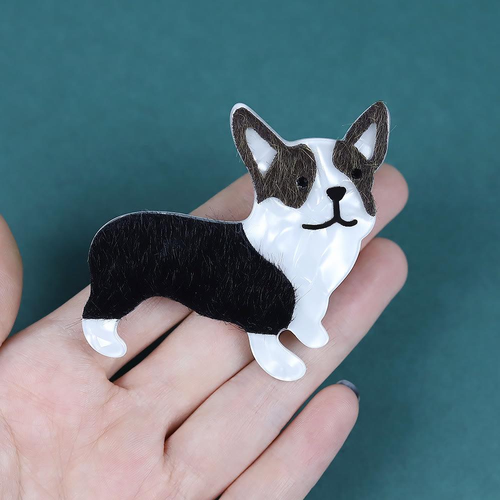 Exquisite handgefertigte Acrylbrosche mit kleinem Hund - image 2