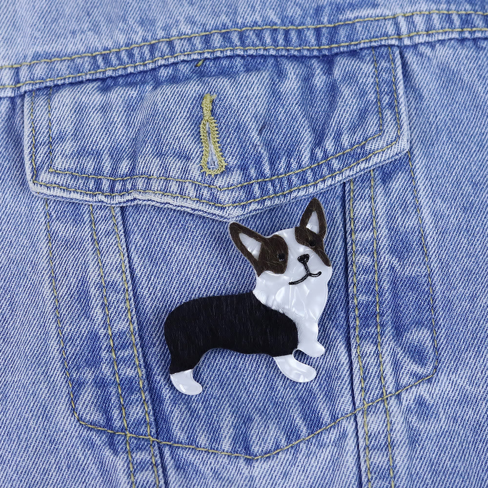 Exquisite handgefertigte Acrylbrosche mit kleinem Hund - image 3