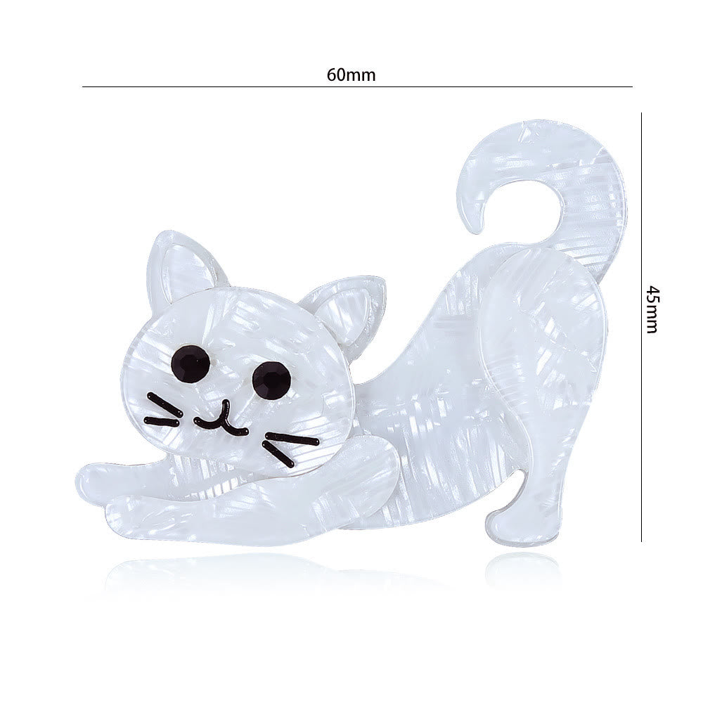 Charmantes Accessoire, handgefertigte Acryl-Brosche mit weißer Katze - image 4