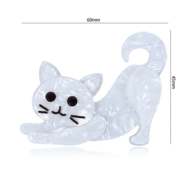 Charmantes Accessoire, handgefertigte Acryl-Brosche mit weißer Katze - image 4