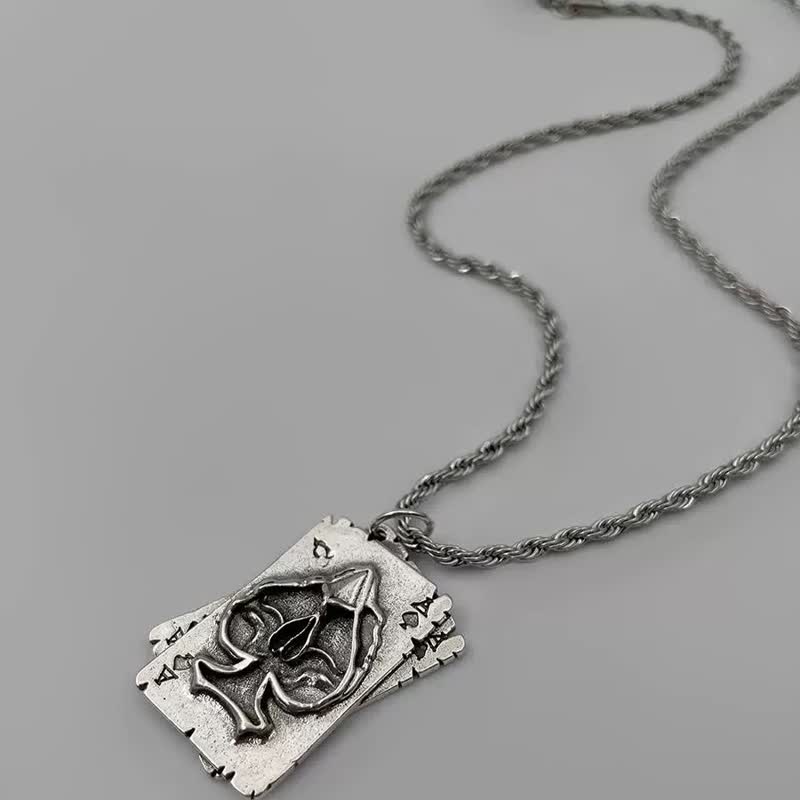 Unisex-Halskette aus Metall im Hip-Hop-Stil mit Poker-Motiv - Poker A - 27,56 Zoll / 70 cm - image 4
