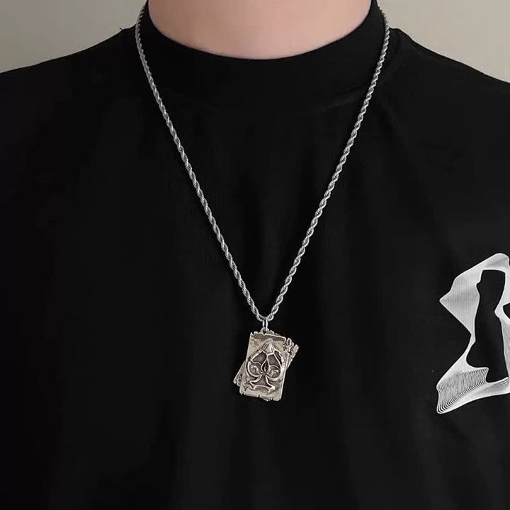 Unisex-Halskette aus Metall im Hip-Hop-Stil mit Poker-Motiv - image 2