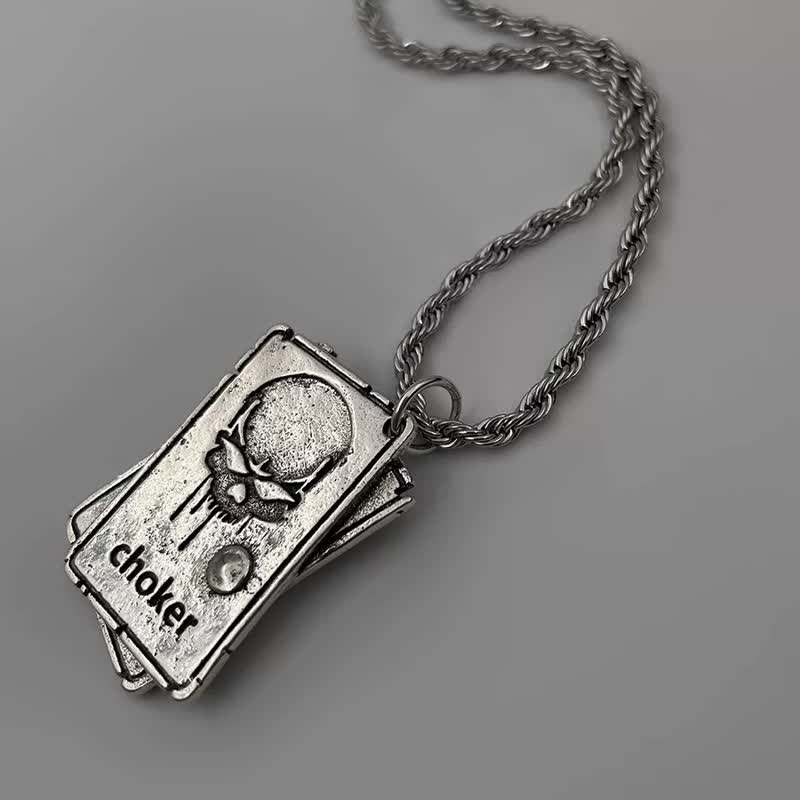 Unisex-Halskette aus Metall im Hip-Hop-Stil mit Poker-Motiv - image 3