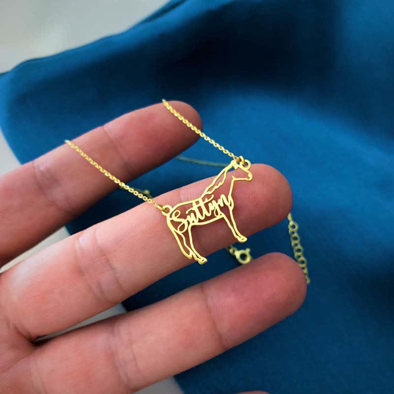 Personalisierte Halskette mit Anhänger für Pferdeliebhaber - Gold - image 1