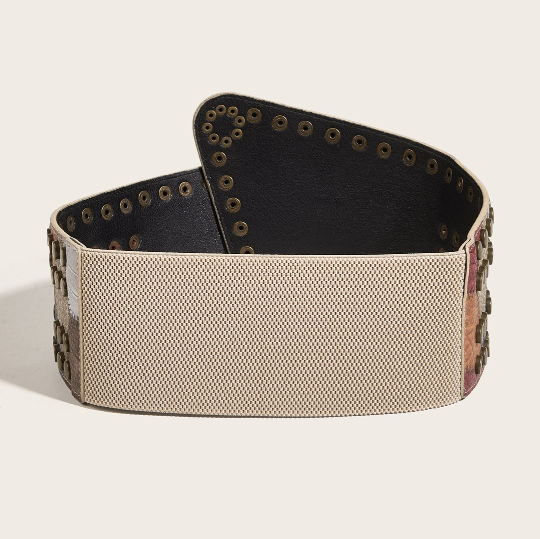 Damen Retro Leder Ball Muster Antik Kupfer Nagel Taillengürtel - image 3