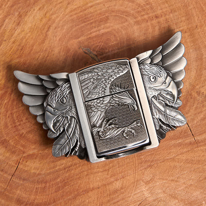 DIY-Ledergürtel für Herren mit silbernem Adler und verstecktem Feuerzeug - image 4