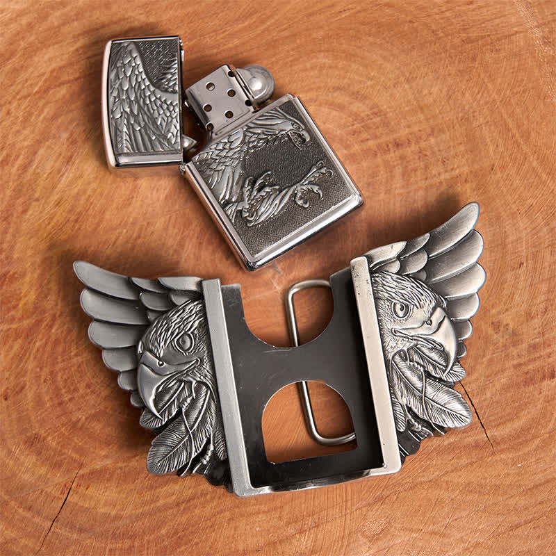 DIY-Ledergürtel für Herren mit silbernem Adler und verstecktem Feuerzeug - image 6