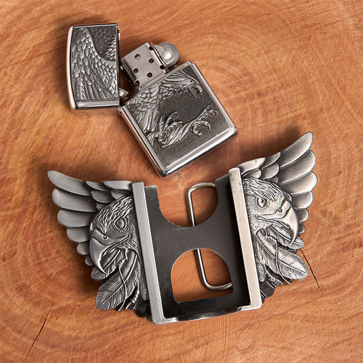 DIY-Ledergürtel für Herren mit silbernem Adler und verstecktem Feuerzeug - image 6