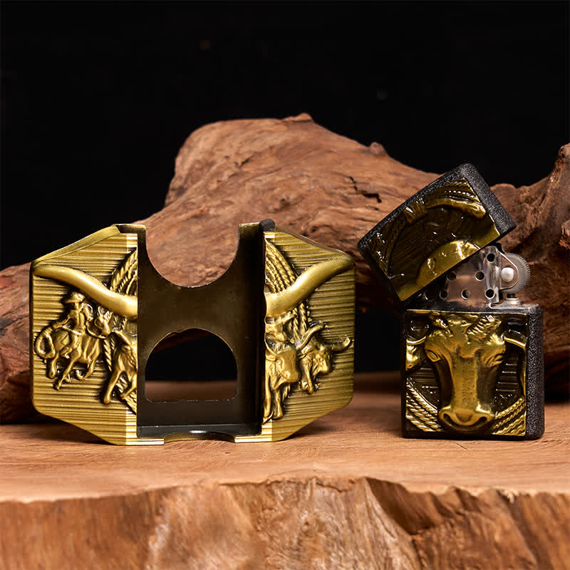 DIY Golden Domineering Bull Ledergürtel für Herren mit verstecktem Feuerzeug - image 2