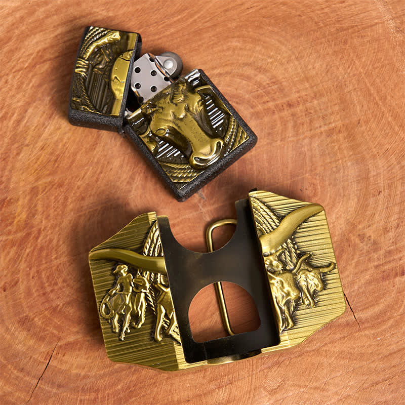 DIY Golden Domineering Bull Ledergürtel für Herren mit verstecktem Feuerzeug - image 4