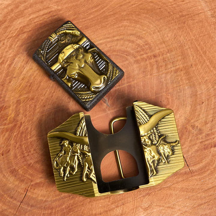 DIY Golden Domineering Bull Ledergürtel für Herren mit verstecktem Feuerzeug - image 5
