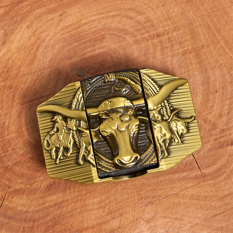 DIY Golden Domineering Bull Ledergürtel für Herren mit verstecktem Feuerzeug - image 4