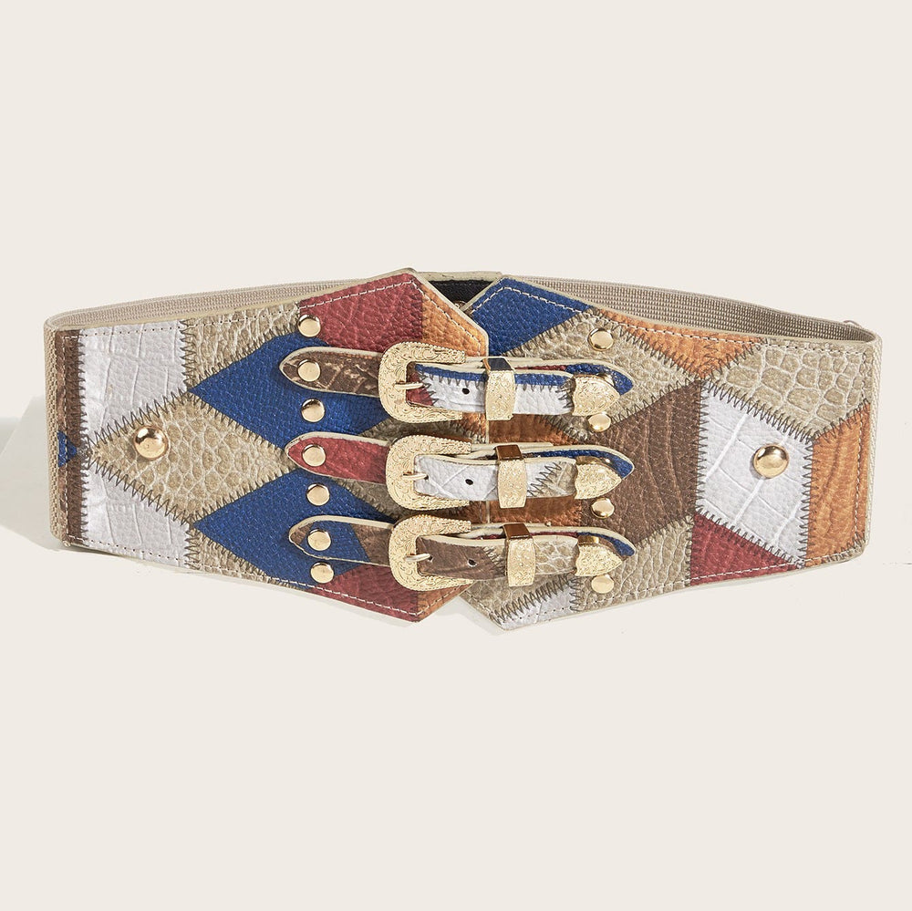 Damen-Retro-Gummiball-Muster, drei Knöpfe, Leder-Hüftgürtel - Drei Tasten - image 2