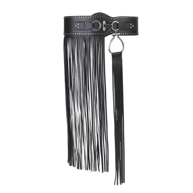 Western Cowboy Damen Hippie Quaste Leder Korsettgürtel - Elastischer Bund mit Quaste - image 7