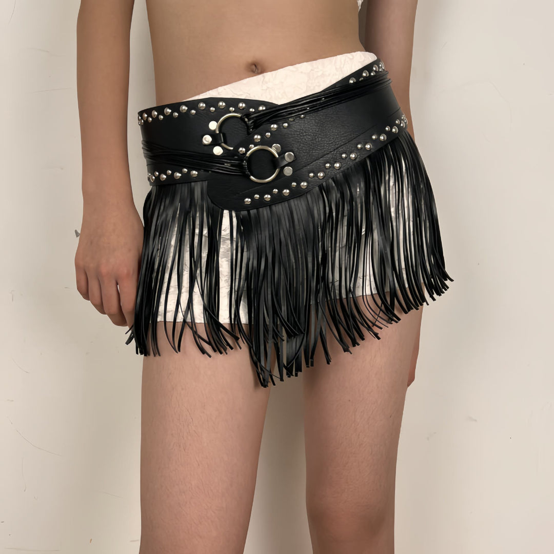 Western Cowboy Damen Hippie Quaste Leder Korsettgürtel - image 3