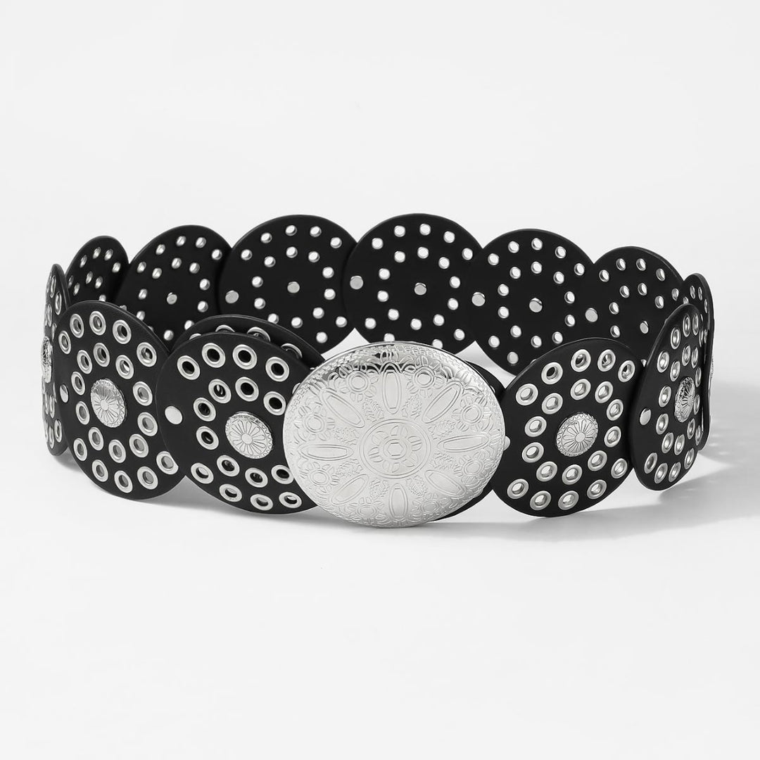 Damen-Ledergürtel im Retro-Stil mit rundem Hohldesign - image 3