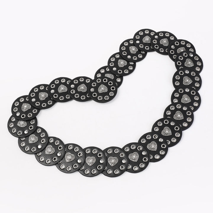 Schwarz-Rotbrauner exquisiter runder hohler Damen-Ledergürtel - image 3