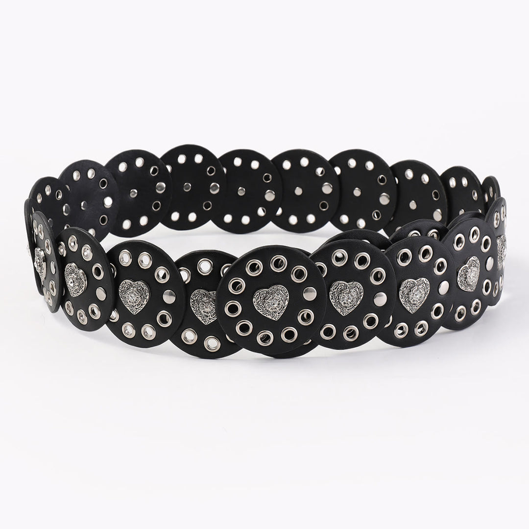 Schwarz-Rotbrauner exquisiter runder hohler Damen-Ledergürtel - image 5