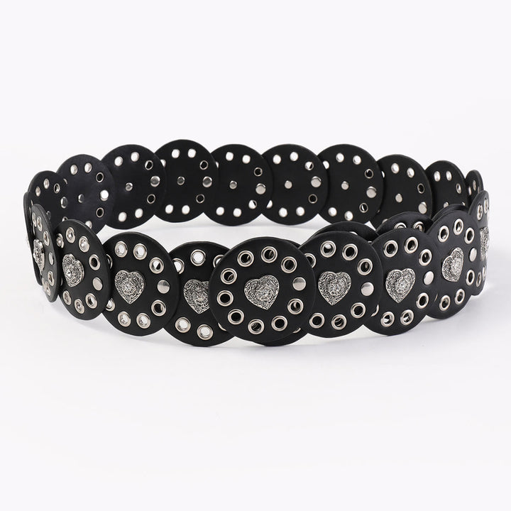 Schwarz-Rotbrauner exquisiter runder hohler Damen-Ledergürtel - image 5