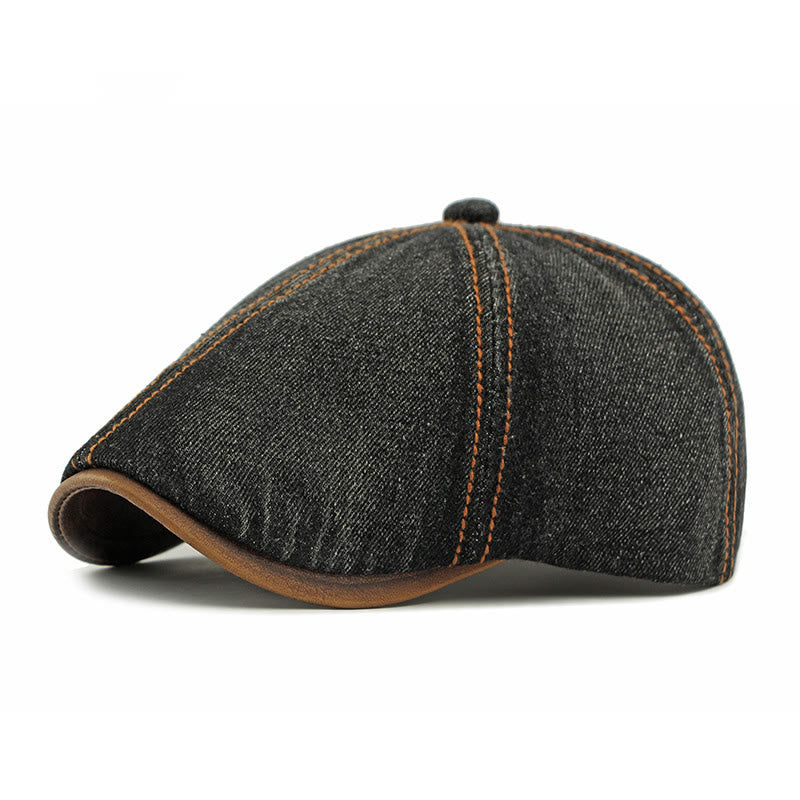 Unisex-Baskenmütze aus britischem, gewaschenem Denim im Retro-Stil - Schwarz - Adjustable (21 5/8"-23 1/4") - image 4