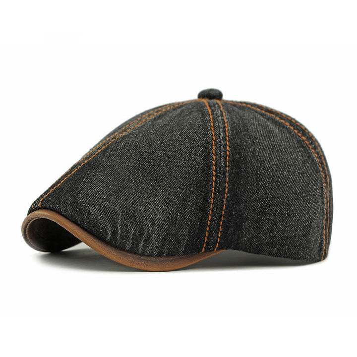 Unisex-Baskenmütze aus britischem, gewaschenem Denim im Retro-Stil - Schwarz - Adjustable (21 5/8"-23 1/4") - image 4