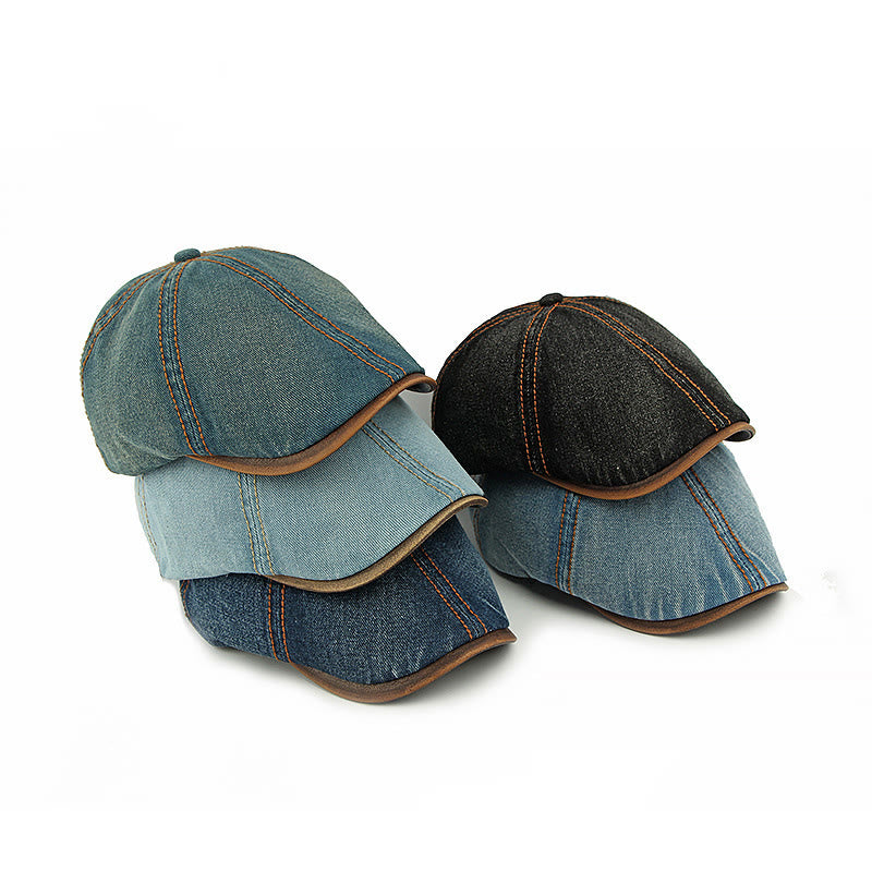 Unisex-Baskenmütze aus britischem, gewaschenem Denim im Retro-Stil - image 3