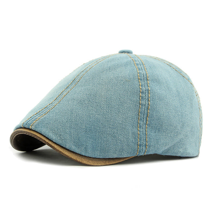 Unisex-Baskenmütze aus britischem, gewaschenem Denim im Retro-Stil - Hellblau - Adjustable (21 5/8"-23 1/4") - image 7