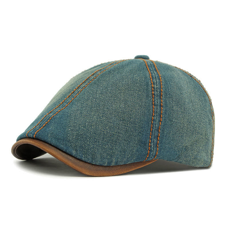 Unisex-Baskenmütze aus britischem, gewaschenem Denim im Retro-Stil - Altes Blau - Adjustable (21 5/8"-23 1/4") - image 5