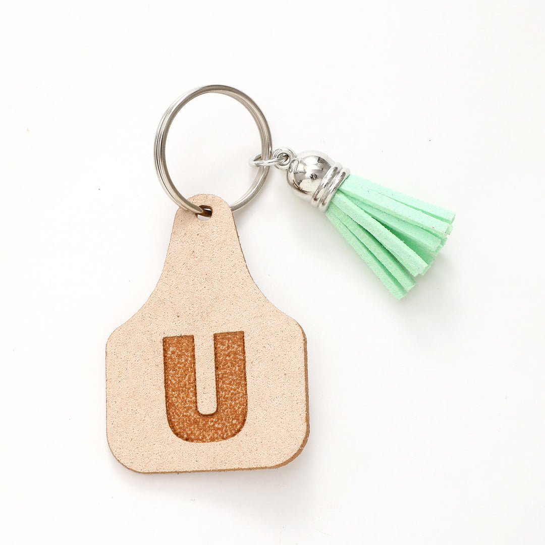 Bauernhof Minimalistischer Stil Buchstabe Grün Quaste Schlüsselanhänger - U - image 22