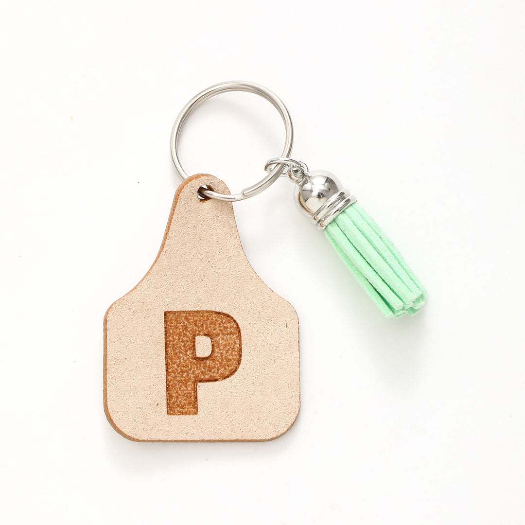 Bauernhof Minimalistischer Stil Buchstabe Grün Quaste Schlüsselanhänger - P - image 18