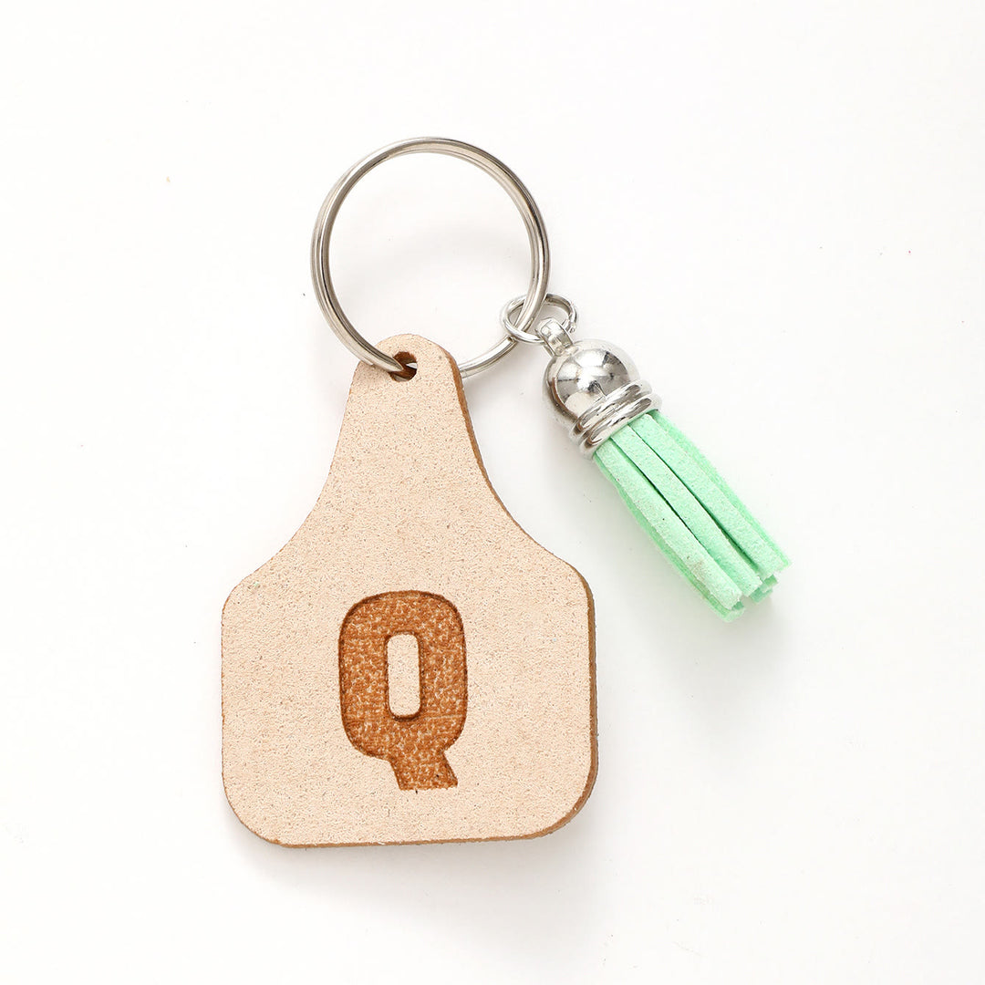 Bauernhof Minimalistischer Stil Buchstabe Grün Quaste Schlüsselanhänger - Q - image 19
