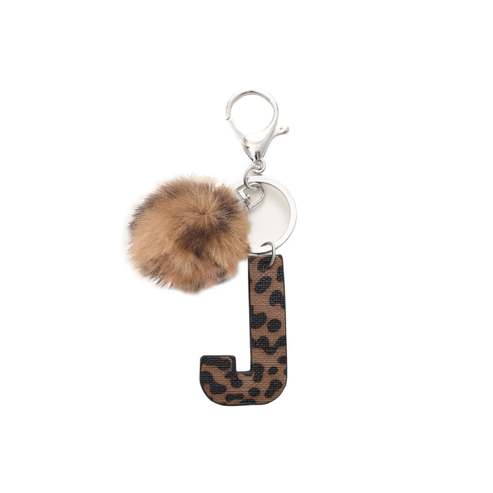 Schlüsselanhänger aus Leder im Western-Stil mit Leopardenmuster und Plüschball - J - image 12