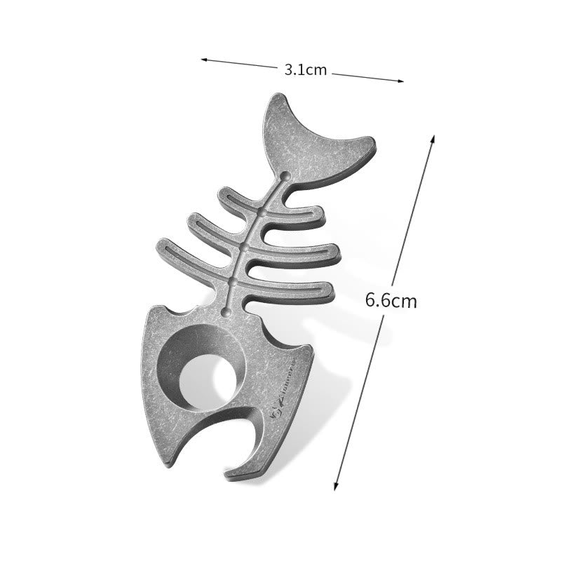EDC-Werkzeug aus Titanlegierung, fischgrätenförmiger Flaschenöffner-Schlüsselanhänger - Steinwäsche - image 6