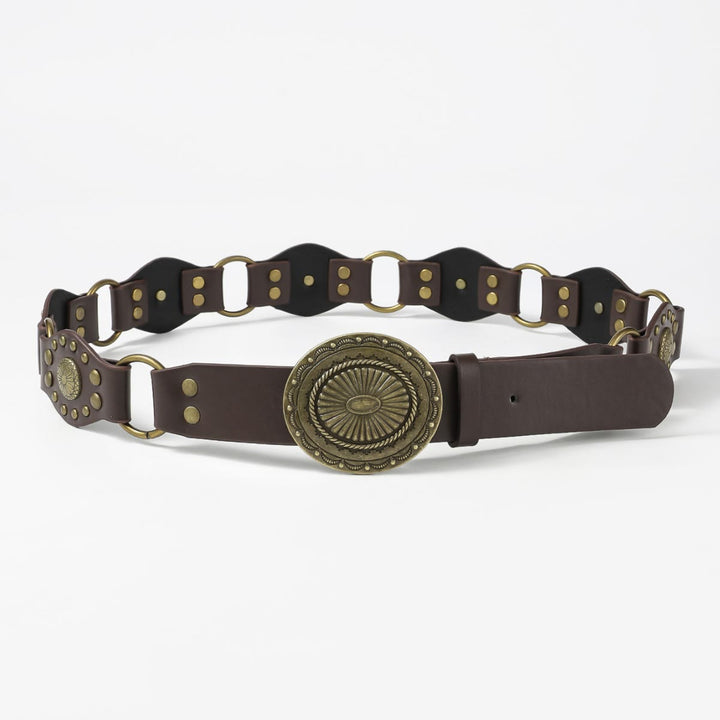 Retro Street Fashion Hohl-out Splicing Circular Ring Damen Ledergürtel - image 6