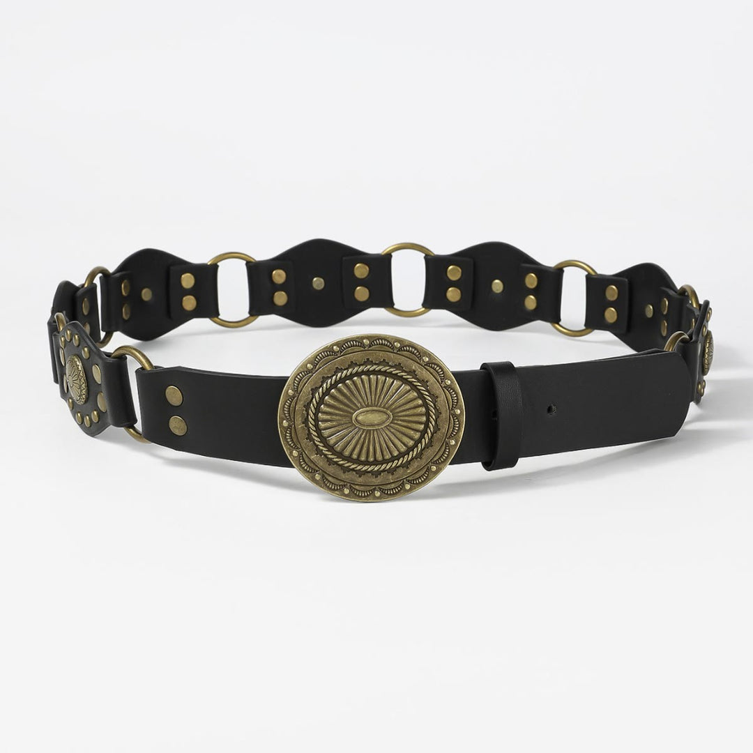 Retro Street Fashion Hohl-out Splicing Circular Ring Damen Ledergürtel - image 3