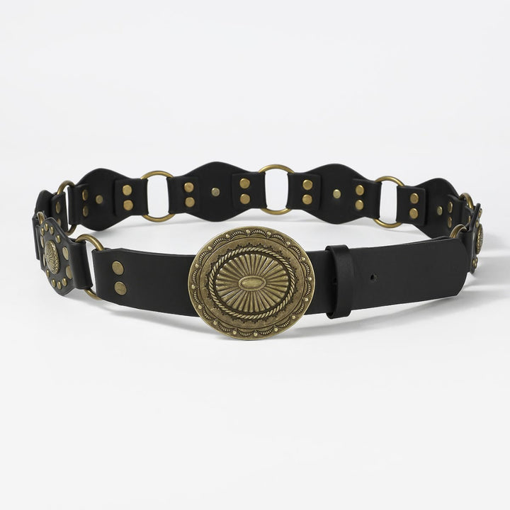 Retro Street Fashion Hohl-out Splicing Circular Ring Damen Ledergürtel - image 3