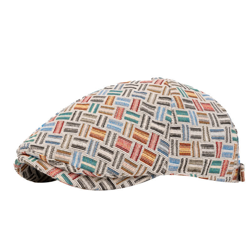 Künstlerische Retro-Baskenmütze mit Jacquard-Karomuster - Sechs Stücke - Hellblau - Einstellbar (22 1/2"-24") - image 1