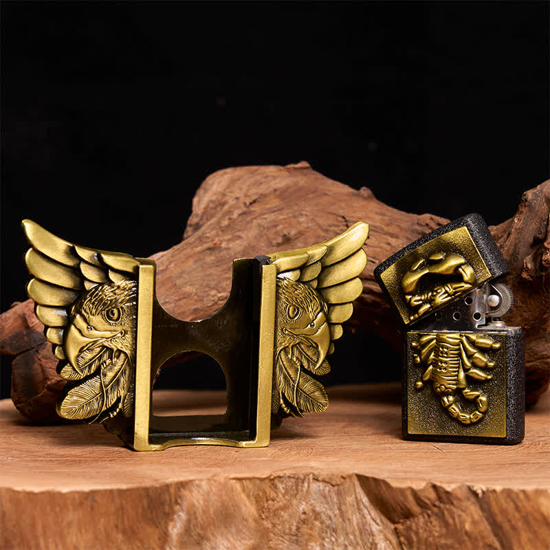 DIY Bronzener Skorpion & Adler Ledergürtel für Herren mit verstecktem Feuerzeug - image 2