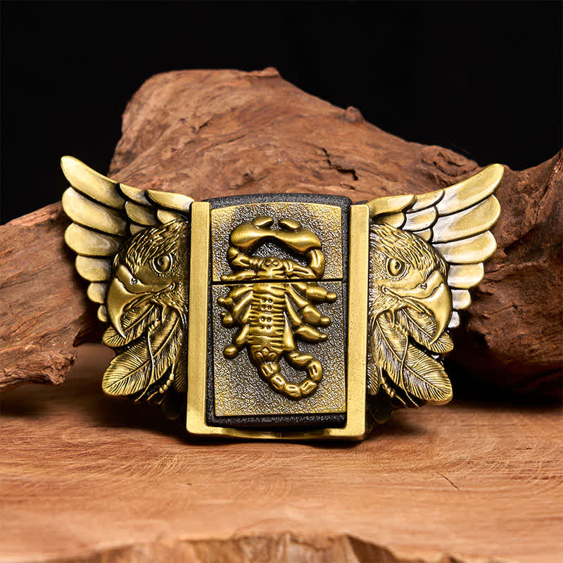 DIY Bronzener Skorpion & Adler Ledergürtel für Herren mit verstecktem Feuerzeug - Skorpion & Adler - Ohne Gürtel - Nicht im Lieferumfang enthaltener Gürtel - image 1