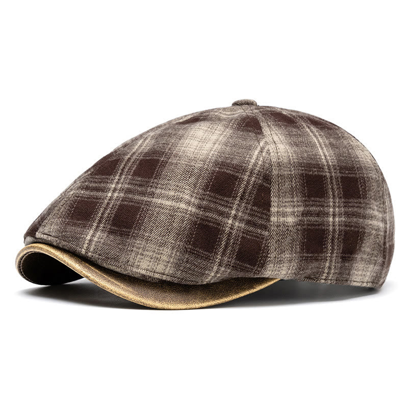 Herbst & Winter Künstlerische Retro Vielseitige Karierte Baskenmütze - Kaffee - Einstellbar (22 1/2"-24") - image 1