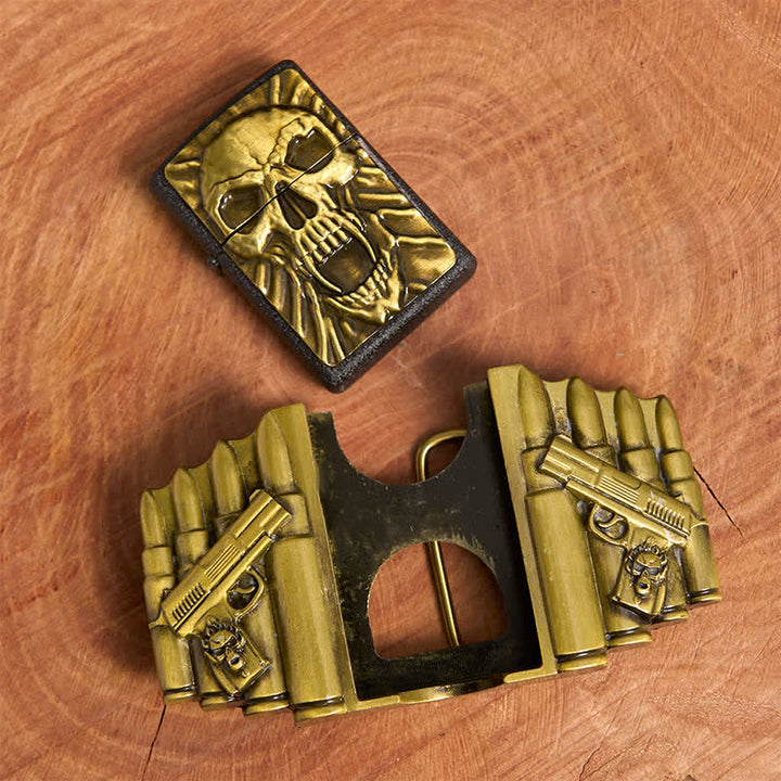 DIY Bronze Gruseliger Totenkopf-Ledergürtel für Herren mit verstecktem Feuerzeug - image 5