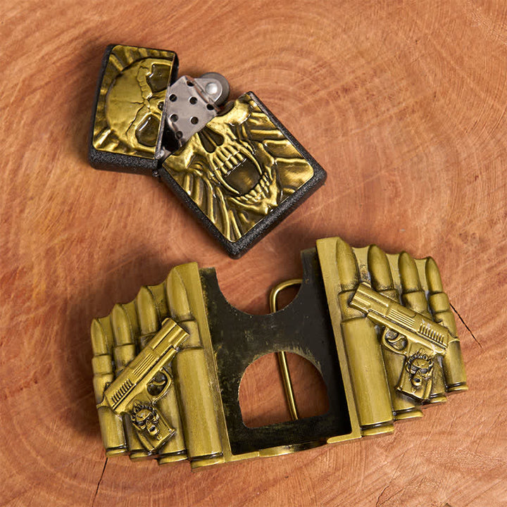 DIY Bronze Gruseliger Totenkopf-Ledergürtel für Herren mit verstecktem Feuerzeug - image 6
