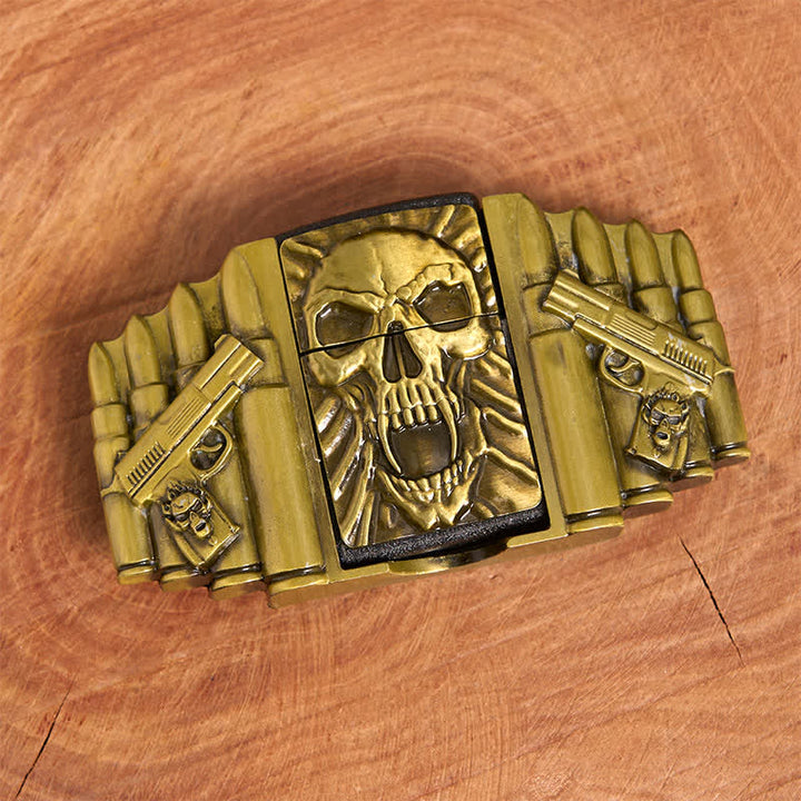 DIY Bronze Gruseliger Totenkopf-Ledergürtel für Herren mit verstecktem Feuerzeug - image 4