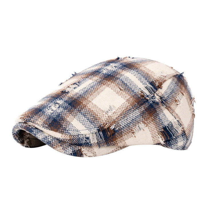 Herbst & Winter Broken Edge Vintage Plaid Baskenmütze - Beige - Einstellbar (22"-24") - image 1