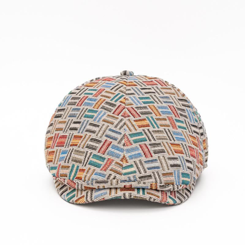 Künstlerische Retro-Baskenmütze mit Jacquard-Karomuster - image 2