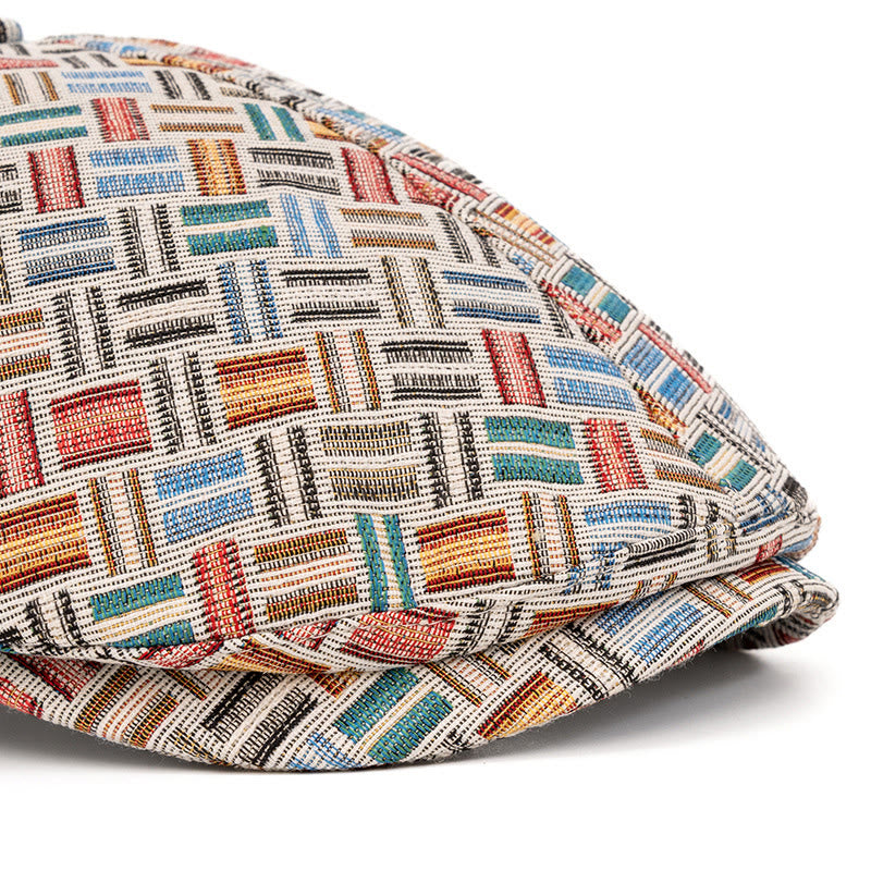 Künstlerische Retro-Baskenmütze mit Jacquard-Karomuster - image 4