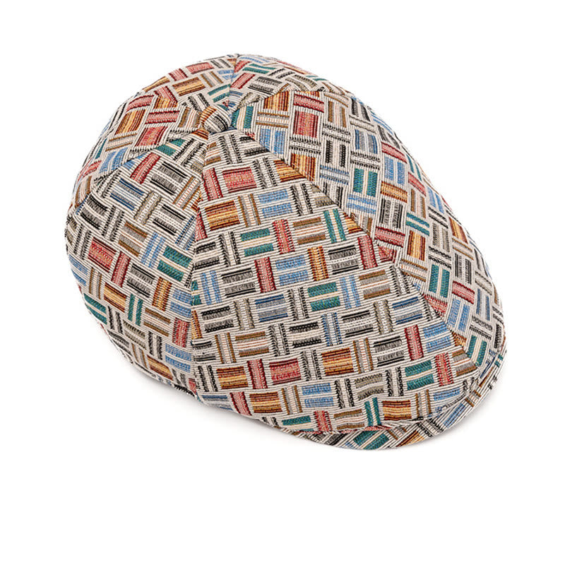 Künstlerische Retro-Baskenmütze mit Jacquard-Karomuster - image 3